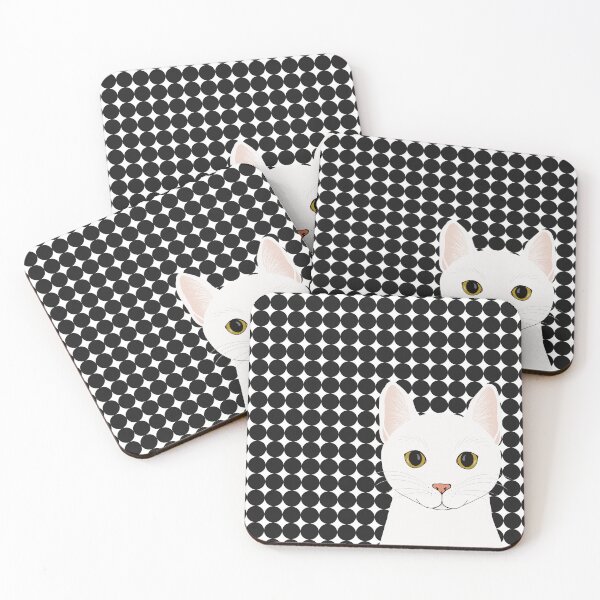 Item preview, The cute white cat queen is watching you , white and black background pattern designed and sold by marina63.