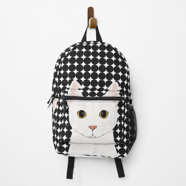Item preview, The cute white cat queen is watching you , white and black background pattern designed and sold by marina63.
