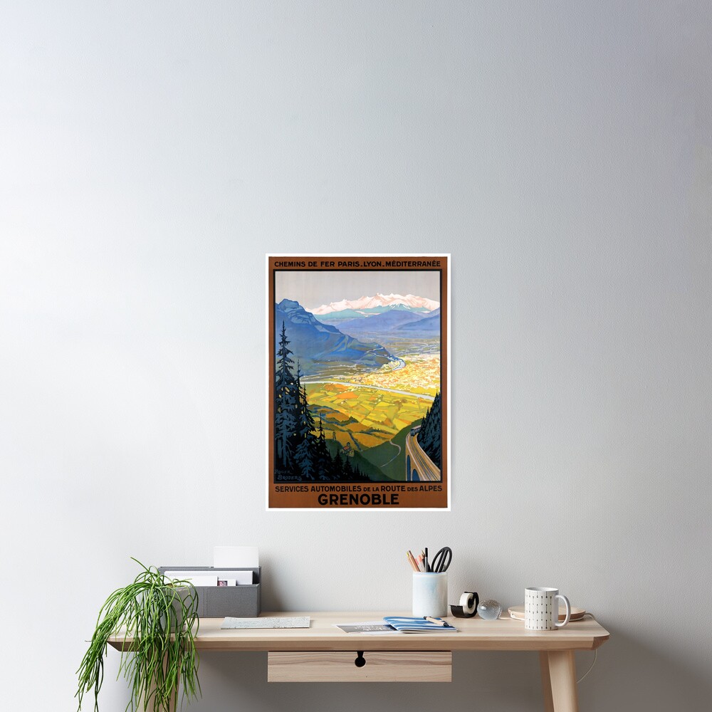 France Grenoble Restored Vintage Travel Poster Poster