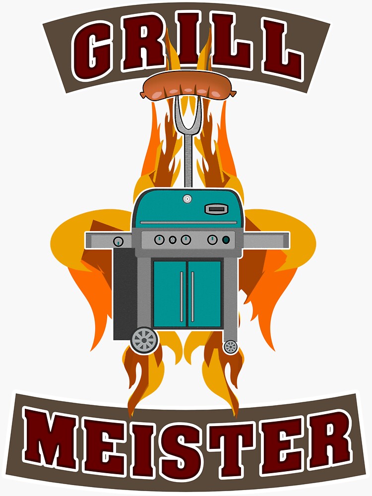 "Grillmeister Grillen Griller Chef Grill Grillkönig" Sticker by pxdsgn