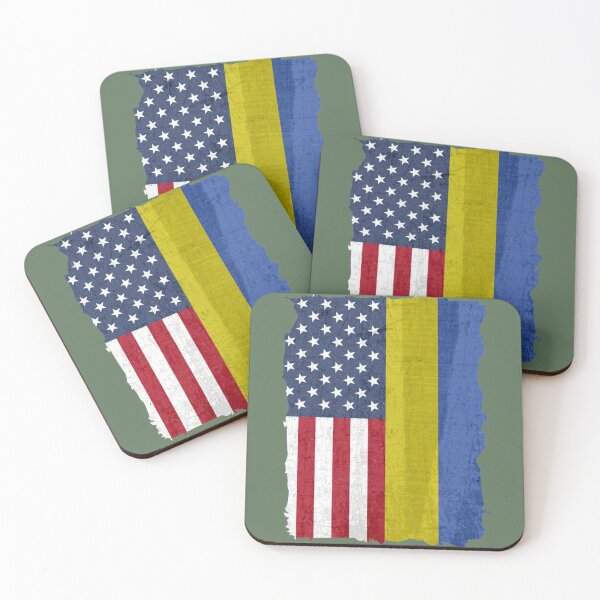 Item preview, US with Ukrainian roots flags American and Ukraine flag    designed and sold by LooseThreades.