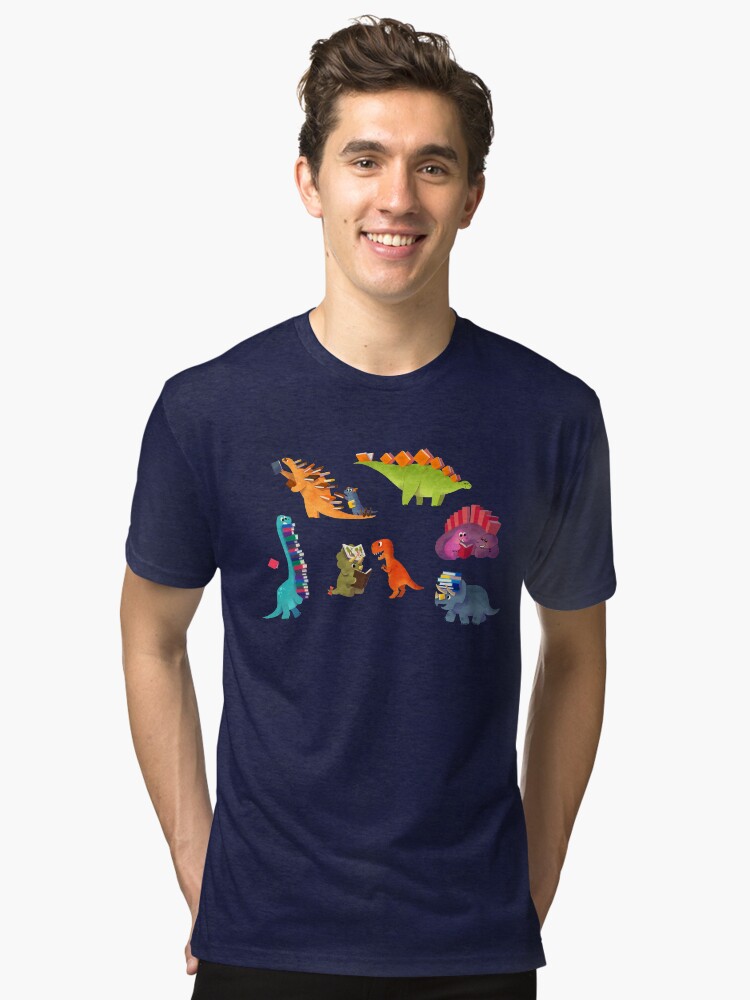 Thumbnail 1 of 7, Tri-blend T-Shirt, BOOK DINOSAURS designed and sold by bonniepangart.