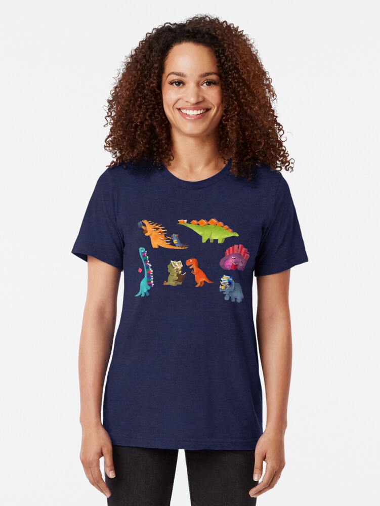 Thumbnail 2 of 7, Tri-blend T-Shirt, BOOK DINOSAURS designed and sold by bonniepangart.