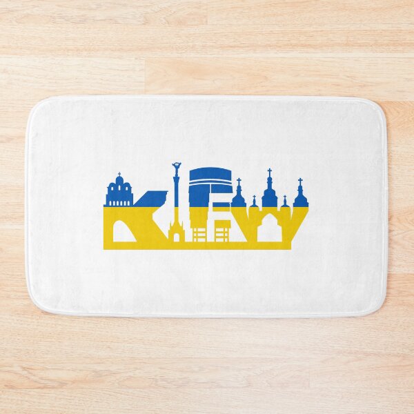 Aperçu de l'œuvre Kiev Skyline en drapeau ukrainien créée et vendue par Grafikus.