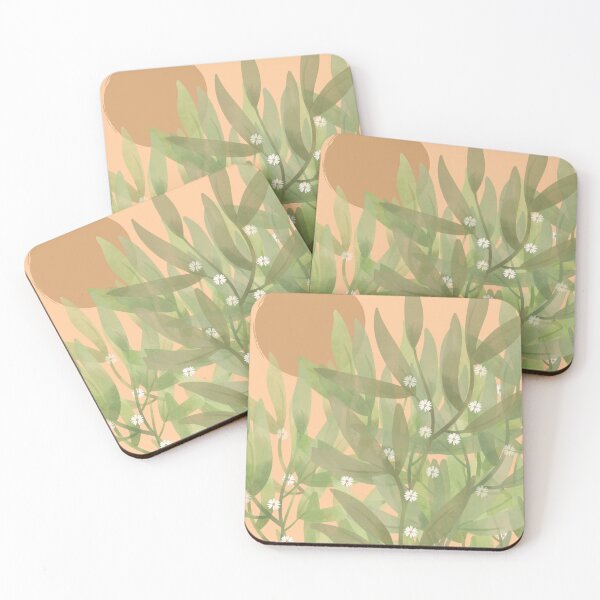 Item preview, Salmon sky and green foliage field designed and sold by Thegentleshop.