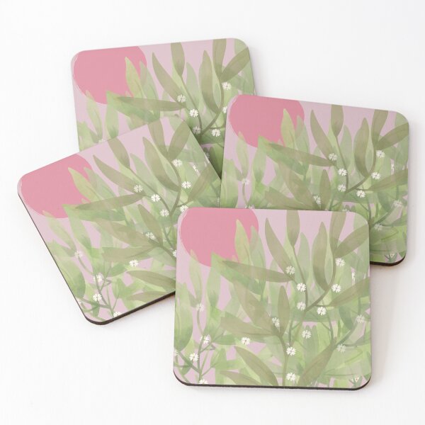 Item preview, Pink sky and green foliage field designed and sold by Thegentleshop.