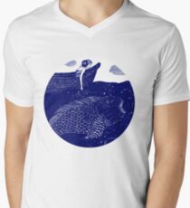 The Blue Shimmering Sea Lights Men's V-Neck T-Shirt