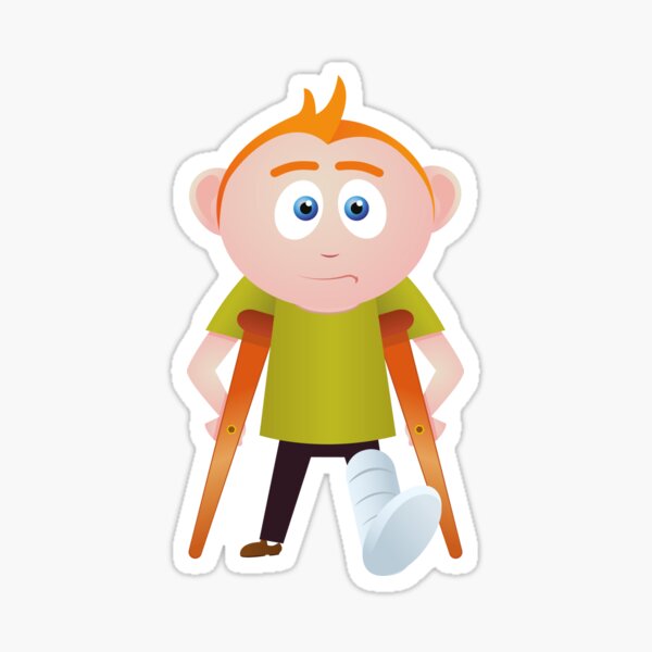 Cartoon Character Broke His Arm Sticker By Audron Redbubble