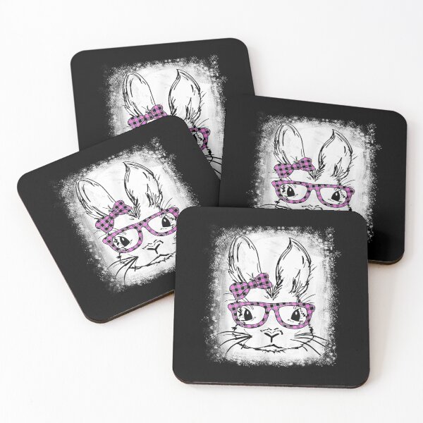 Item preview, Cute Bunny Face Pink Buffalo Plaid Glasses Happy Easter Day  designed and sold by doriaali.