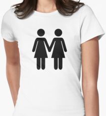 Couple lesbien T-shirt col V femme