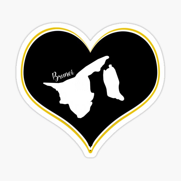 " Brunei map black heart" Sticker by Astralia | Redbubble