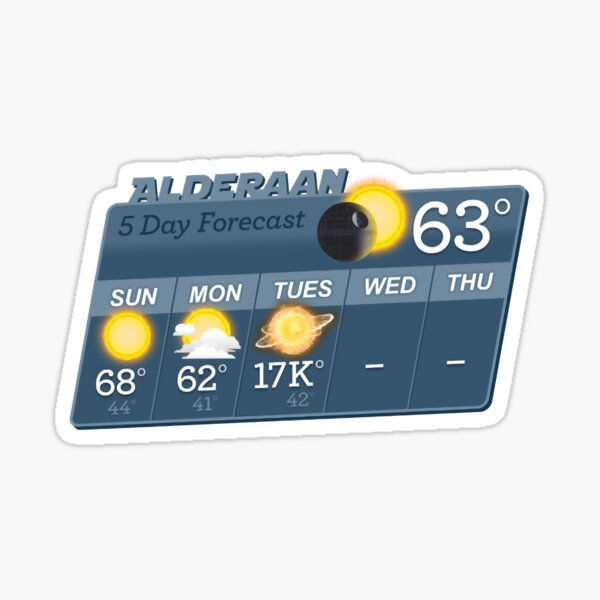 Item preview, STAR WARS ALDERAAN 5 DAY WEATHER FORECAST designed and sold by OsoarnBoat.
