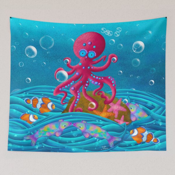 Item preview, Red Octopus and Ocean Friends designed and sold by HushTheMoon.