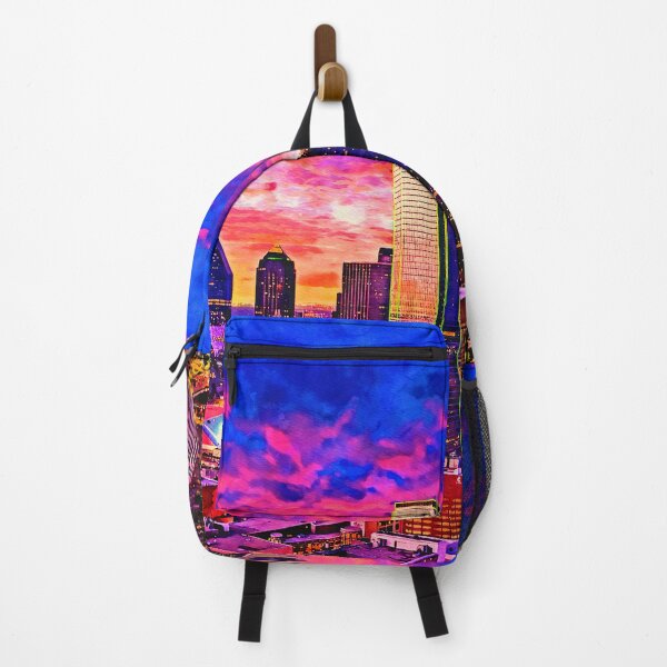 Item preview, Skyline of downtown Dallas, Texas, at twilight - watercolor painting designed and sold by NickoPrints.