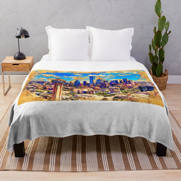 Item preview, The Reunion Tower and downtown Dallas skyline - digital painting designed and sold by NickoPrints.
