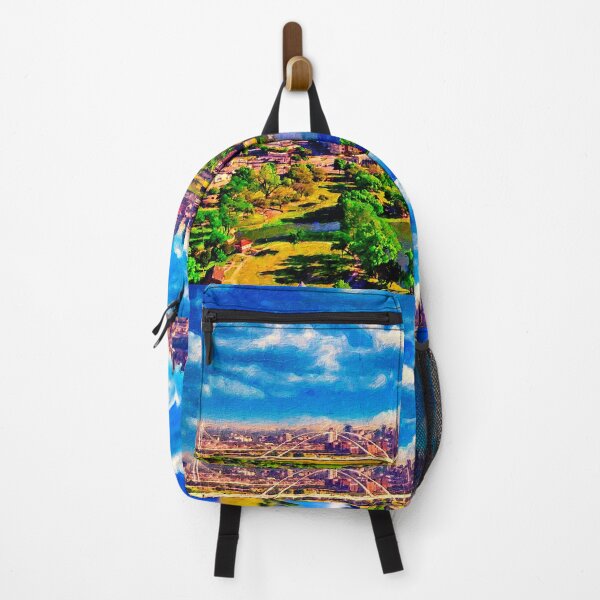 Item preview, Cliff Lake and downtown Dallas skyline in the distance - digital painting designed and sold by NickoPrints.