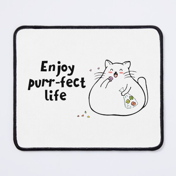 Item preview, Fat cat eating snack enjoy purr-fect life kawaii design designed and sold by high5doodle.