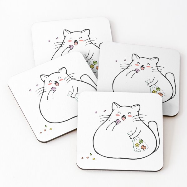 Item preview, Fat cat eating snack enjoy purr-fect life kawaii design  designed and sold by high5doodle.