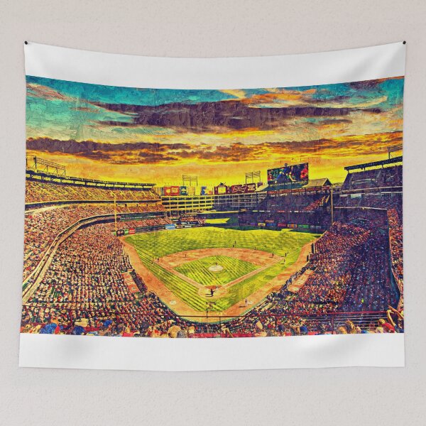Item preview, Globe Life Park in Arlington, Texas, at sunset - digital painting designed and sold by NickoPrints.