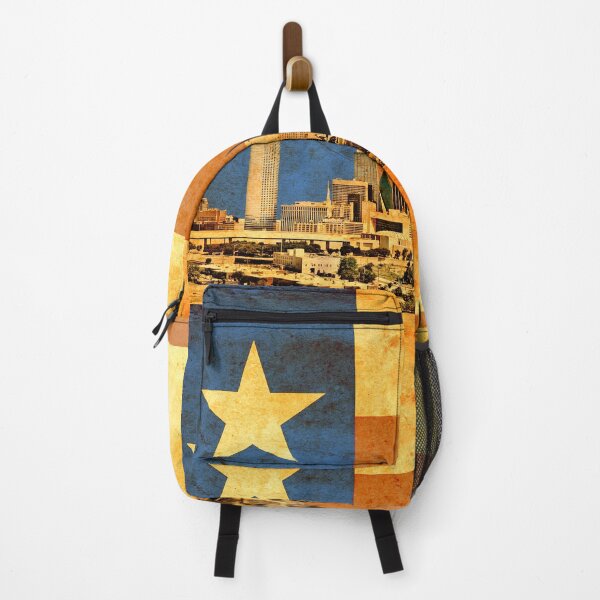 Item preview, Downtown Dallas skyline blended with the Texas flag and printed on old paper texture designed and sold by NickoPrints.