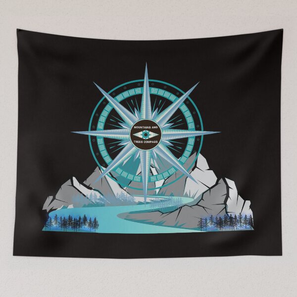 Item preview, Mountains And Trees Compass T-Shirt, Blue compass Shirt,Vintage Style shirt,Adventure, Mountain  designed and sold by Ornuma.