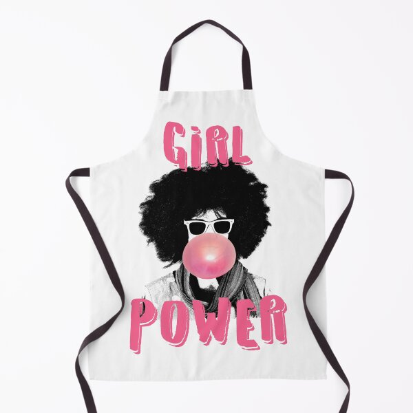 Item preview, Girl power. Beautiful girl with curly hairstyle and eyeglasses inflates a balloon made of chewing gum designed and sold by Goliardika-Shop.