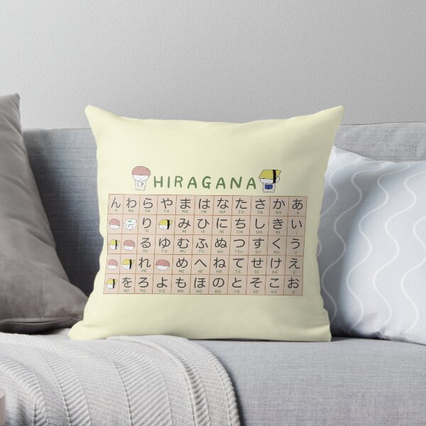 Hiragana Cheat Sheet Throw Pillow