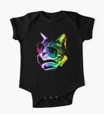 Regenbogen Musik Katze Kurzärmeliger Einteiler