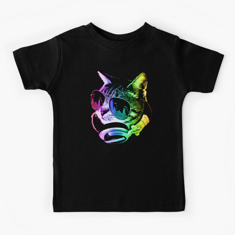 Rainbow Music Cat Kids T-Shirt