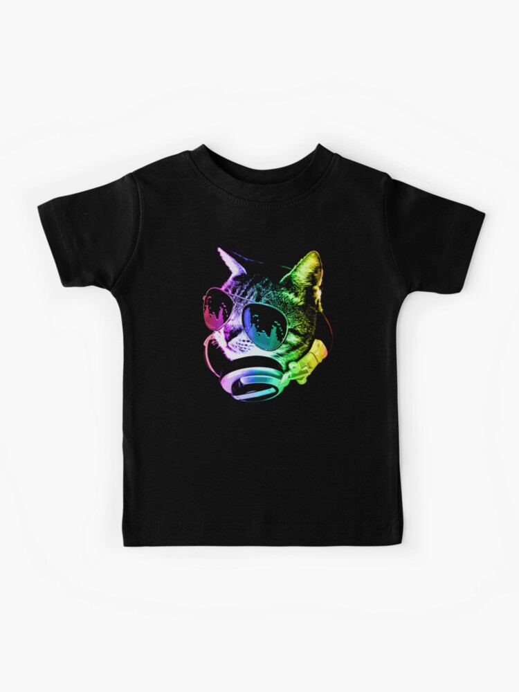 Kids T-Shirt, Rainbow Music Cat designed and sold by robotface