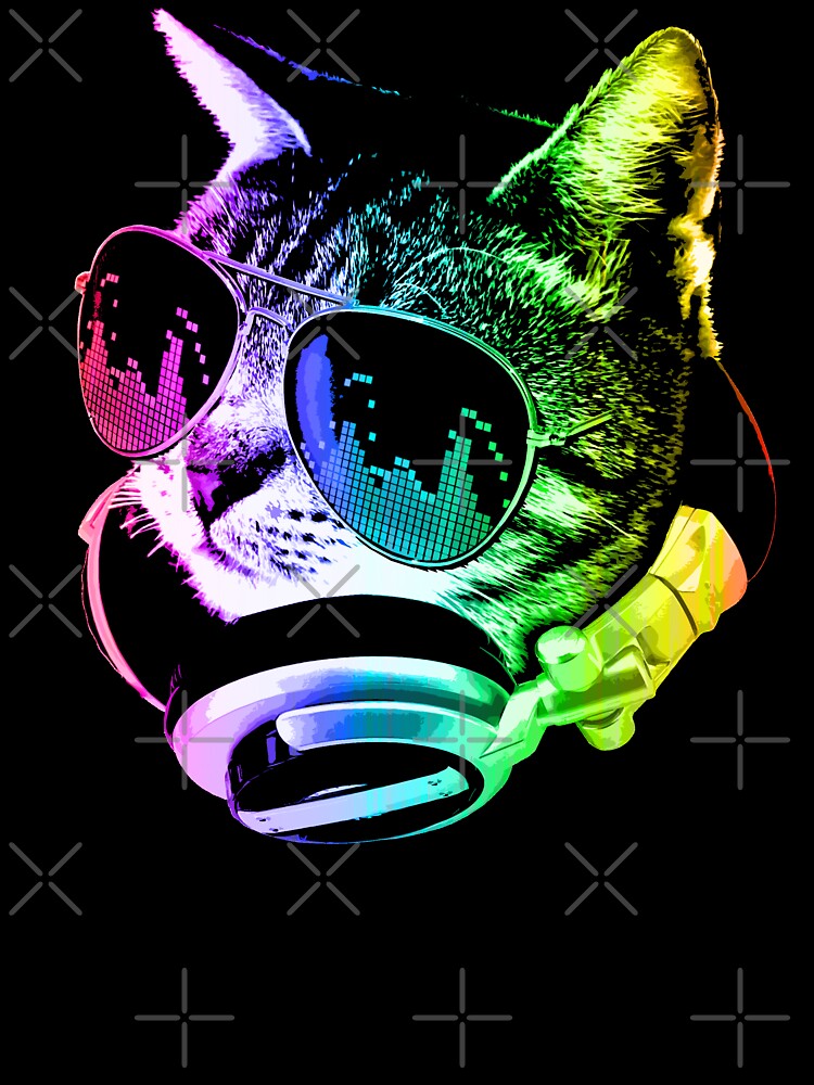 Artwork view, Rainbow Music Cat designed and sold by robotface
