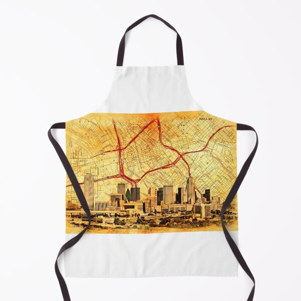 Item preview, Map of Downtown Dallas with the skyline of the city blended on old paper designed and sold by NickoPrints.