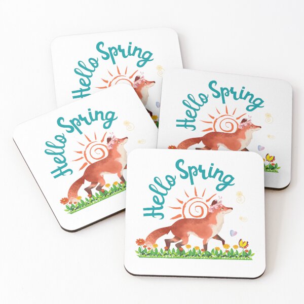 Item preview, Hello Spring Fox Flower Watercolor Pattern designed and sold by Holisticfox.