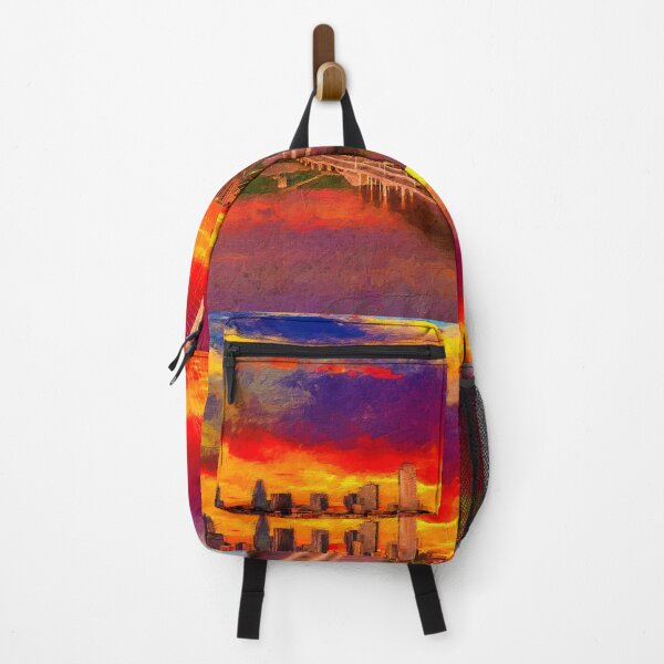 Item preview, Margaret Hunt Hill Bridge and the skyline of downtown Dallas at sunset designed and sold by NickoPrints.