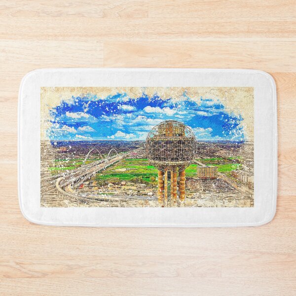 Item preview, Margaret McDermott Bridge and the Reunion Tower in Dallas, Texas - colored drawing designed and sold by NickoPrints.