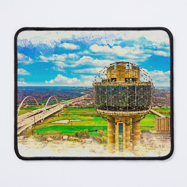 Item preview, Margaret McDermott Bridge and the Reunion Tower in Dallas, Texas - watercolor painting designed and sold by NickoPrints.