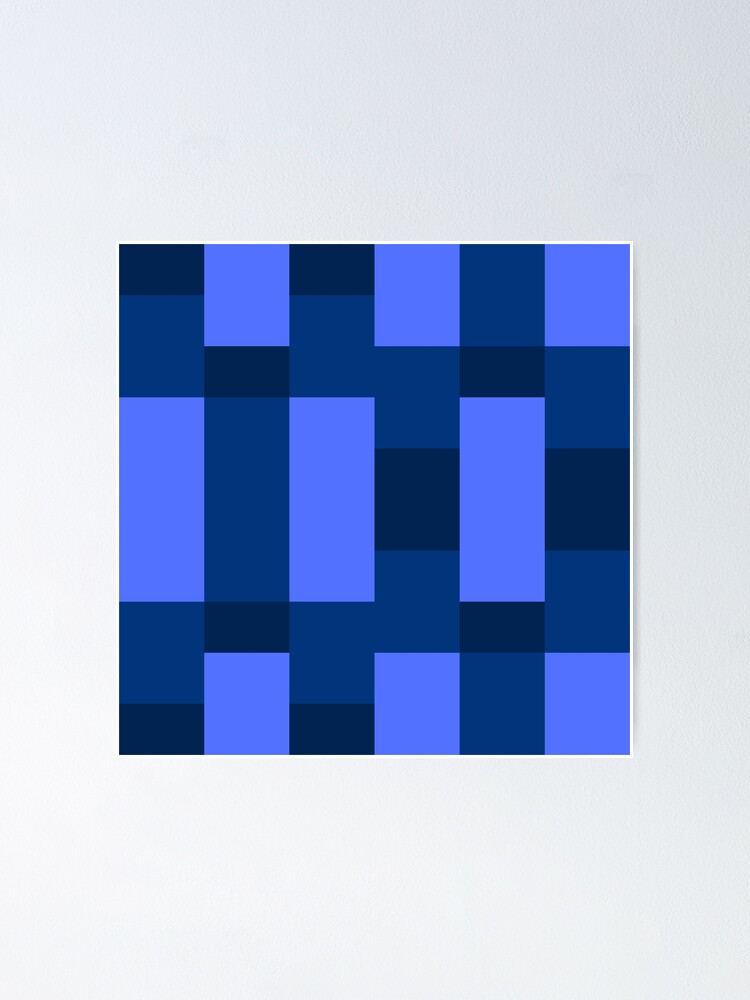 "Aesthetic Blue Abstract Checkered Pattern" Poster for Sale by