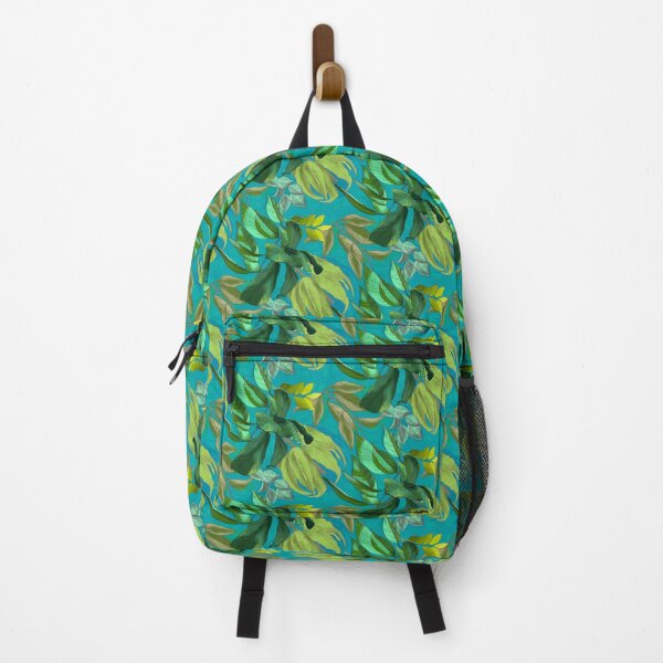 Item preview, tropical exotic paradise floral pattern, leaves and flowers tropical pattern, botanical illustration, green turquoise floral illustration designed and sold by ZeinabTaha.