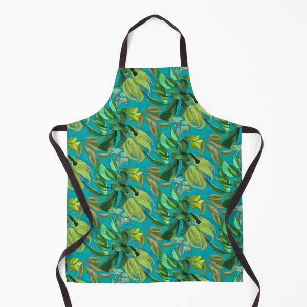 Item preview, tropical exotic paradise floral pattern, leaves and flowers tropical pattern, botanical illustration, green turquoise floral illustration designed and sold by ZeinabTaha.