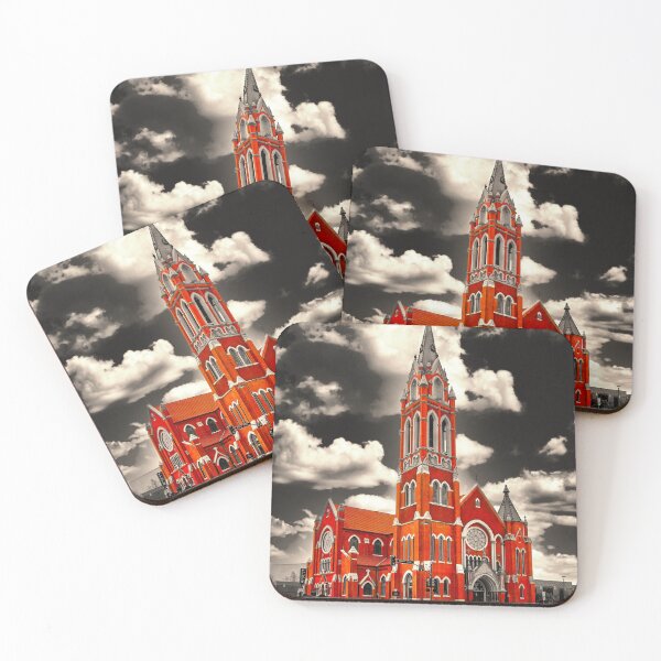 Item preview, The Cathedral Shrine of the Virgin of Guadalupe in Dallas, Texas, isolated on black and white designed and sold by NickoPrints.