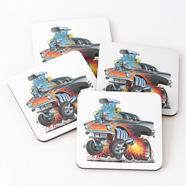Item preview, Classic hot rod 57 gasser dragster car cartoon designed and sold by SochiKataji.