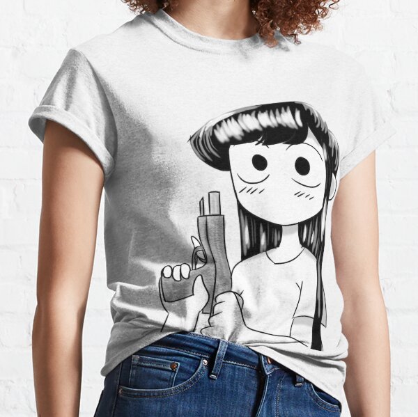 Attractive Alluring Teenager Beautiful Komi San With A Gun From The Anime Komi-San Cant Communicate Classic T-Shirt