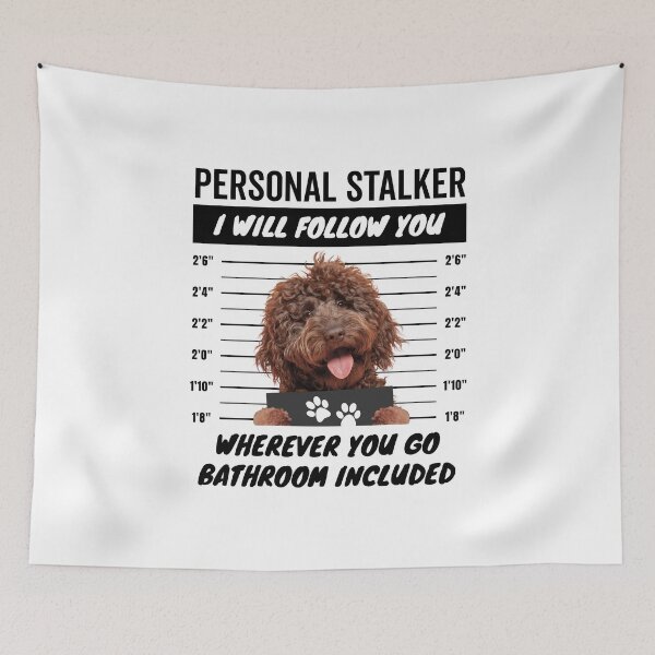 Item preview, Personal Stalker Dog – Brown Labradoodle designed and sold by More Cute Dogs.