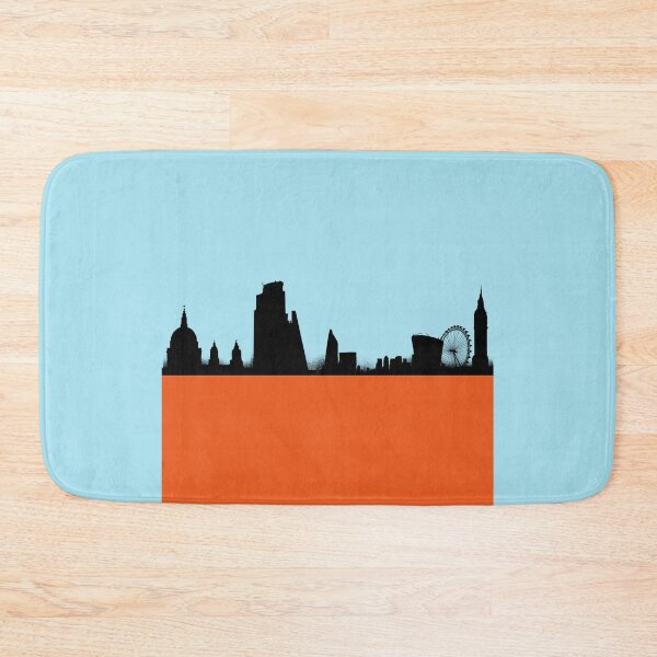 Item preview, London sky line in Black ink, on a Blue & Orange background  designed and sold by Elizabeth-Banks.
