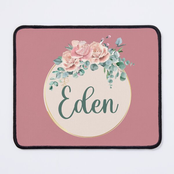 Item preview, "Eden" Name in Script Font with Rose Gold Flower Ring designed and sold by LotusPrints9.