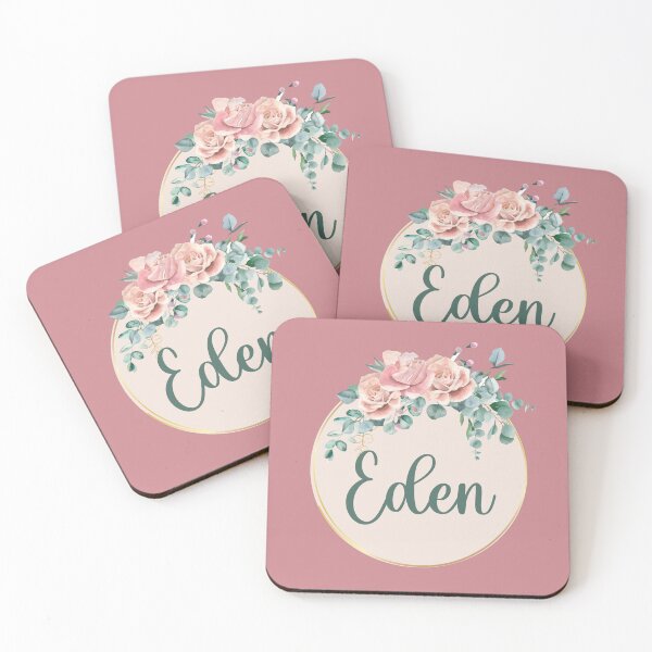 Item preview, "Eden" Name in Script Font with Rose Gold Flower Ring designed and sold by LotusPrints9.