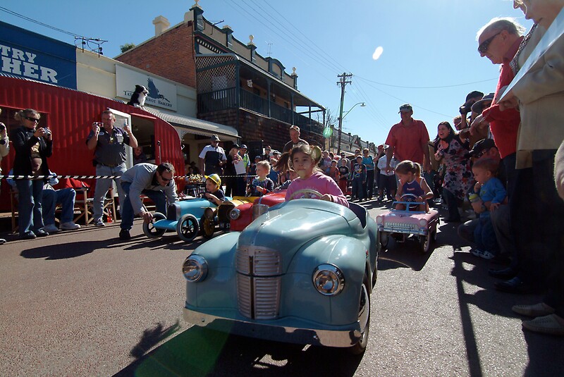 "kids vintage pedal car race at York Festival of Motoring, York
