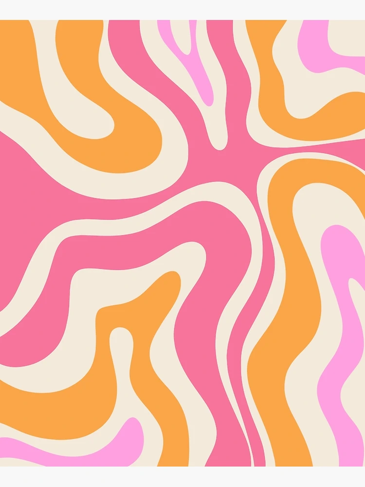 Modern Retro Liquid Swirl Abstract Pattern Vertical Pink and