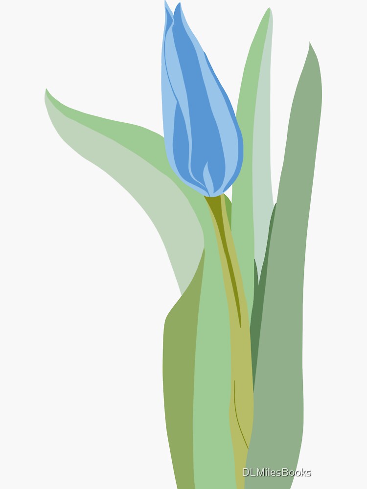 Blue Tulip Bud With Green Stems and Leaves Sticker for Sale by  DLMilesBooks