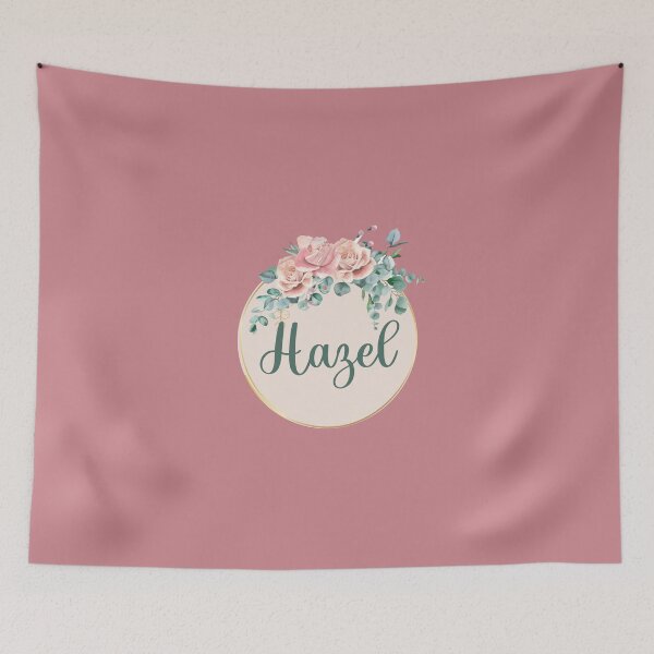 Artikelvorschau, "Hazel" Name in Script Font with Rose Gold Flower Ring entworfen und verkauft von LotusPrints9.
